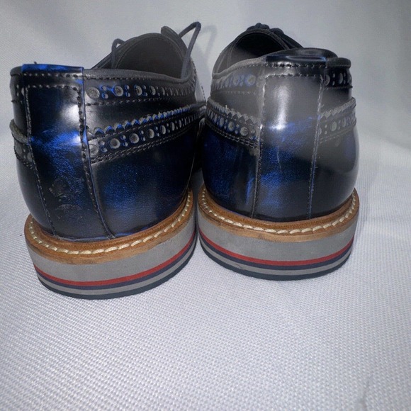 Jared Lang Wingtip Leather Royal Blue Oxford Dress Lace Up Shoes Loafer Men 44